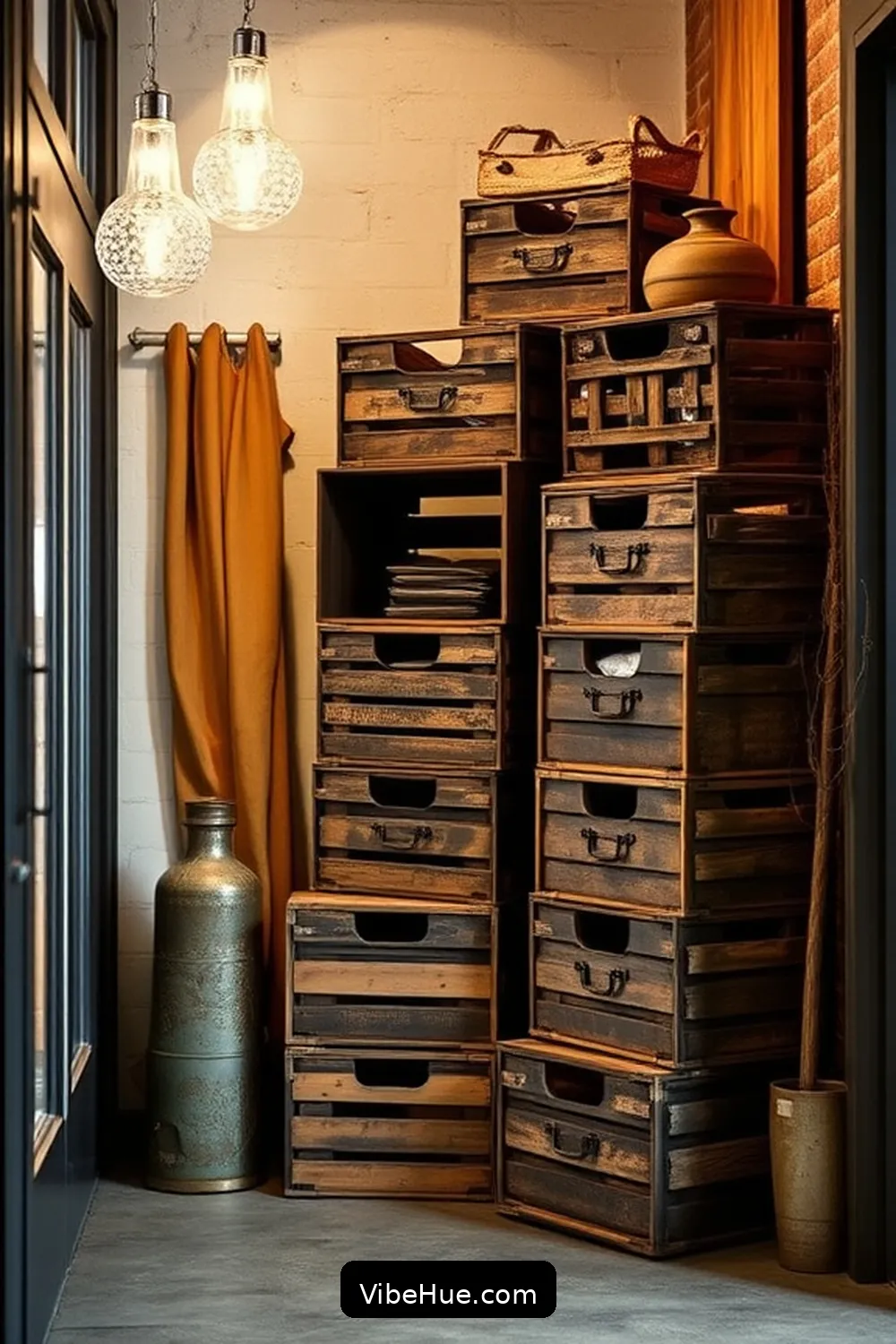 24 Essentials for Year-Round Industrial Style Entryway 19 Wood and Metal Storage Crates for 24 Essentials for Year-Round Industrial Style Entryway