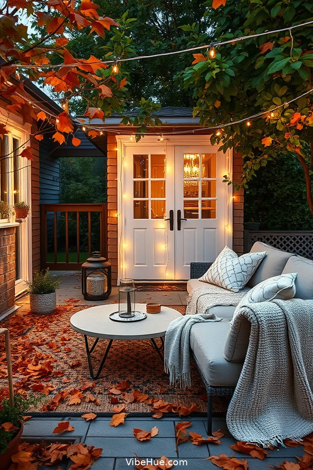 Hang Fairy Lights for Ambiance for 24 Minimalist Ideas for Fall Outdoor Patio Style