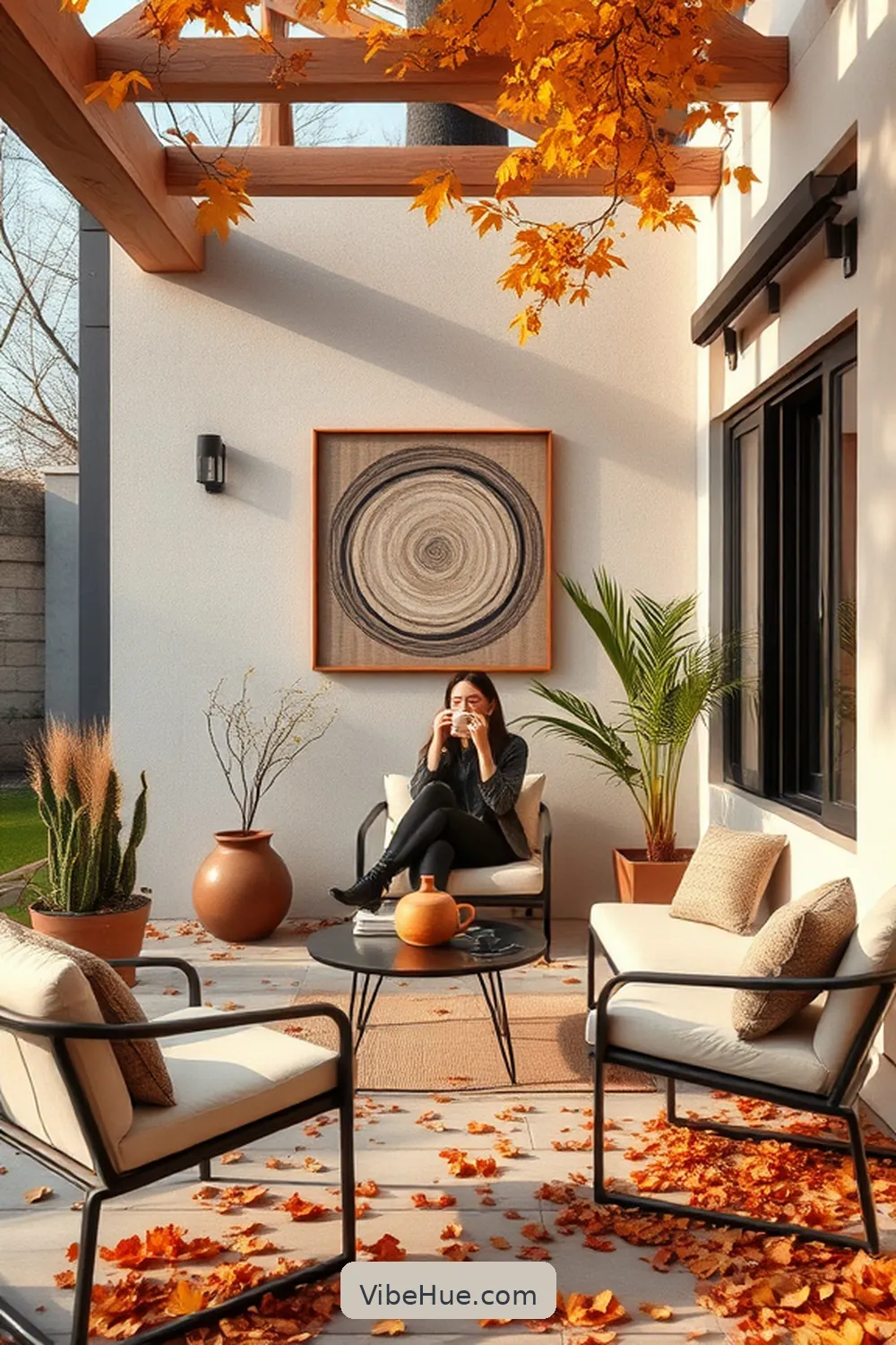 Incorporate Minimalist Wall Art for 24 Minimalist Ideas for Fall Outdoor Patio Style