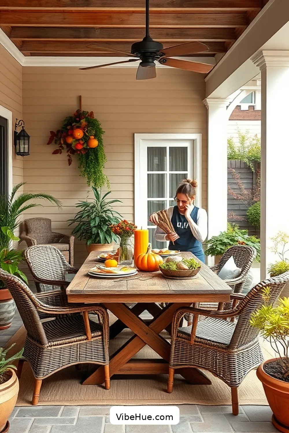 Incorporate Natural Materials for 24 Minimalist Ideas for Fall Outdoor Patio Style
