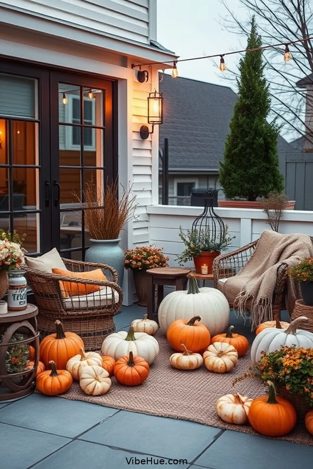 Opt for Decorative Pumpkins for 24 Minimalist Ideas for Fall Outdoor Patio Style