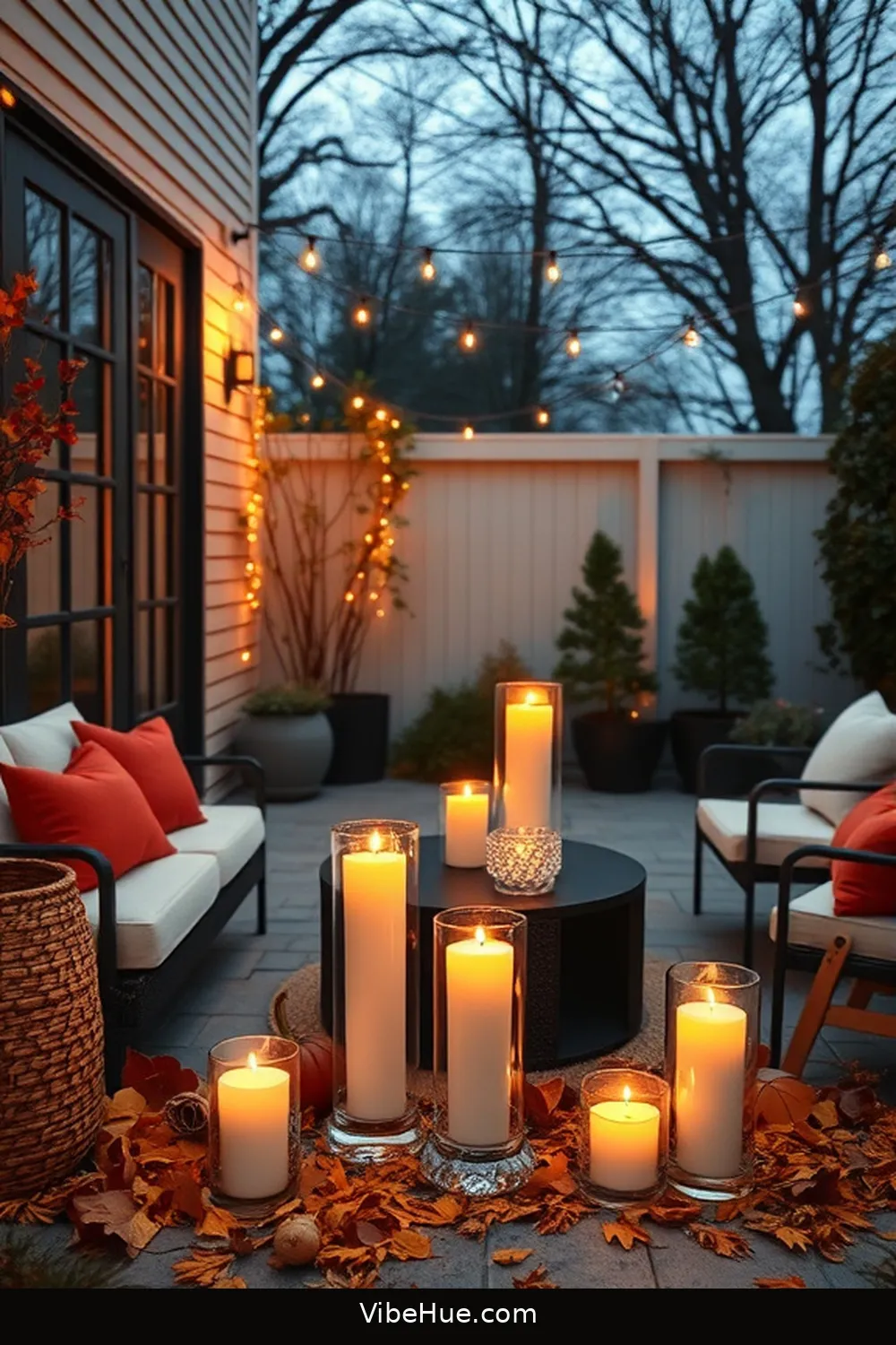 Showcase Unscented Candles for 24 Minimalist Ideas for Fall Outdoor Patio Style