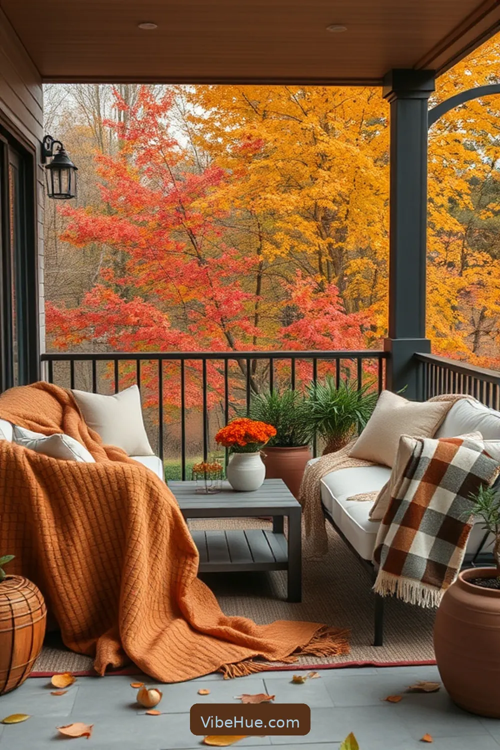 Use Oversized Blankets for Comfort for 24 Minimalist Ideas for Fall Outdoor Patio Style