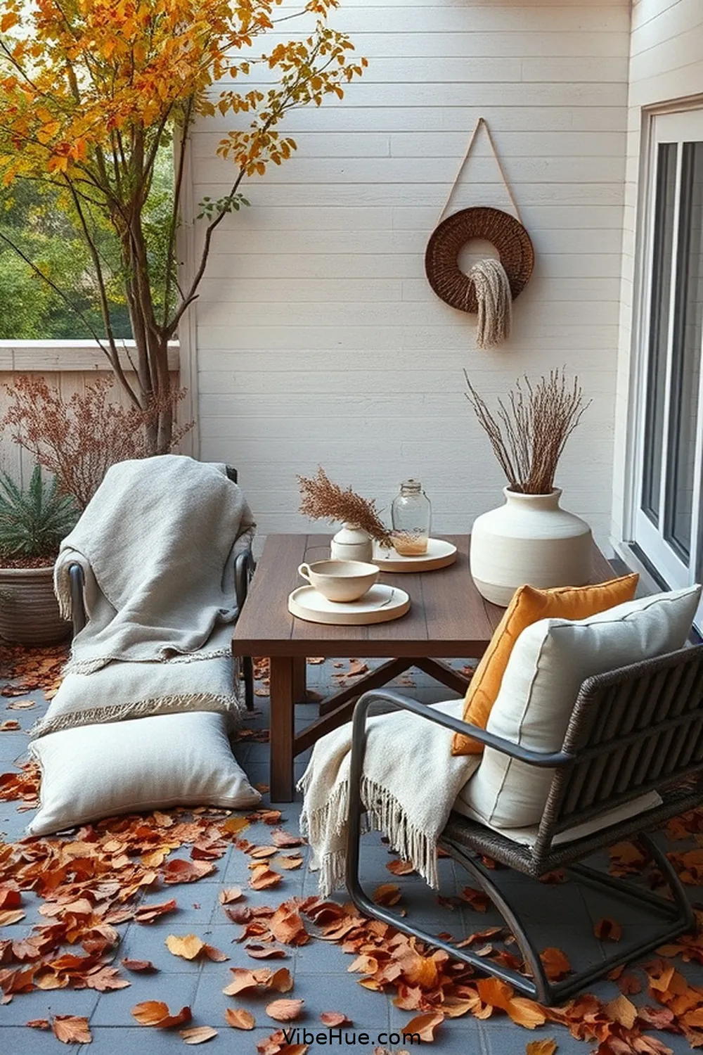 Use Simple Textiles for 24 Minimalist Ideas for Fall Outdoor Patio Style