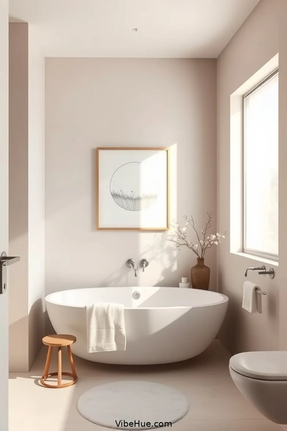 Choose Simple Wall Art for 24 Minimalist Winter Bathroom Ideas for Cozy Style