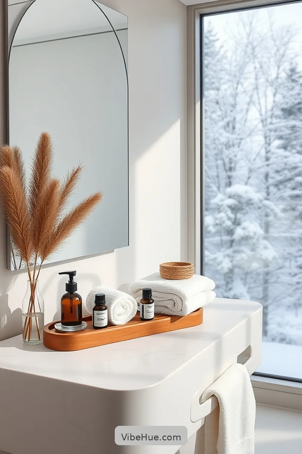 Curate a Seasonal Product Display for 24 Minimalist Winter Bathroom Ideas for Cozy Style