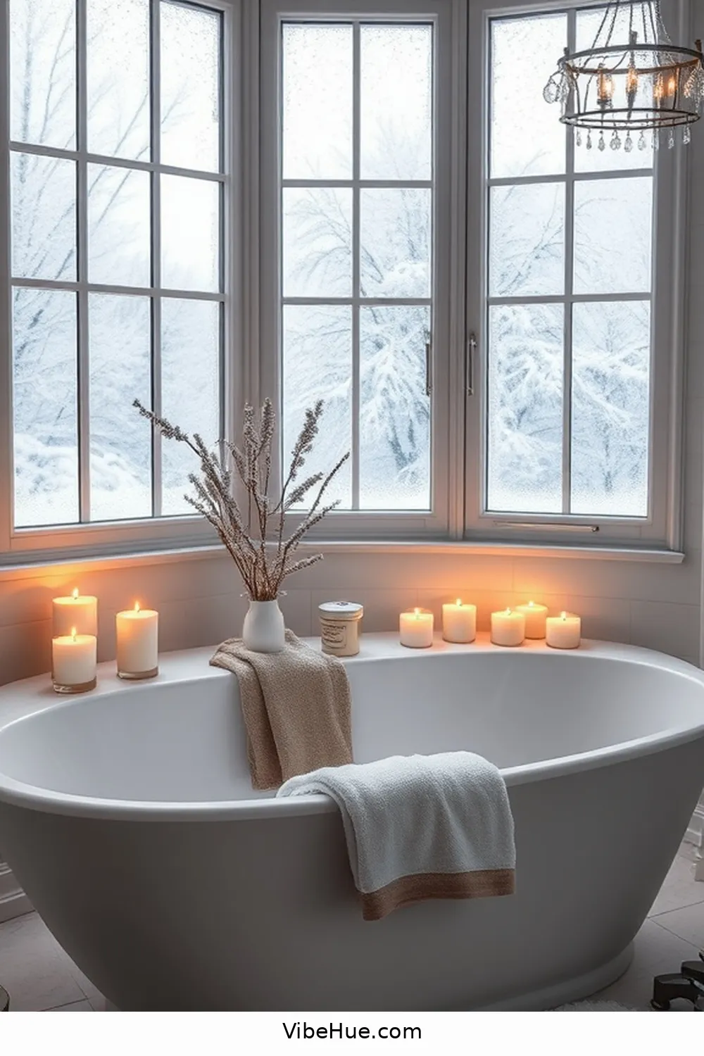 Include Scented Candles for 24 Minimalist Winter Bathroom Ideas for Cozy Style