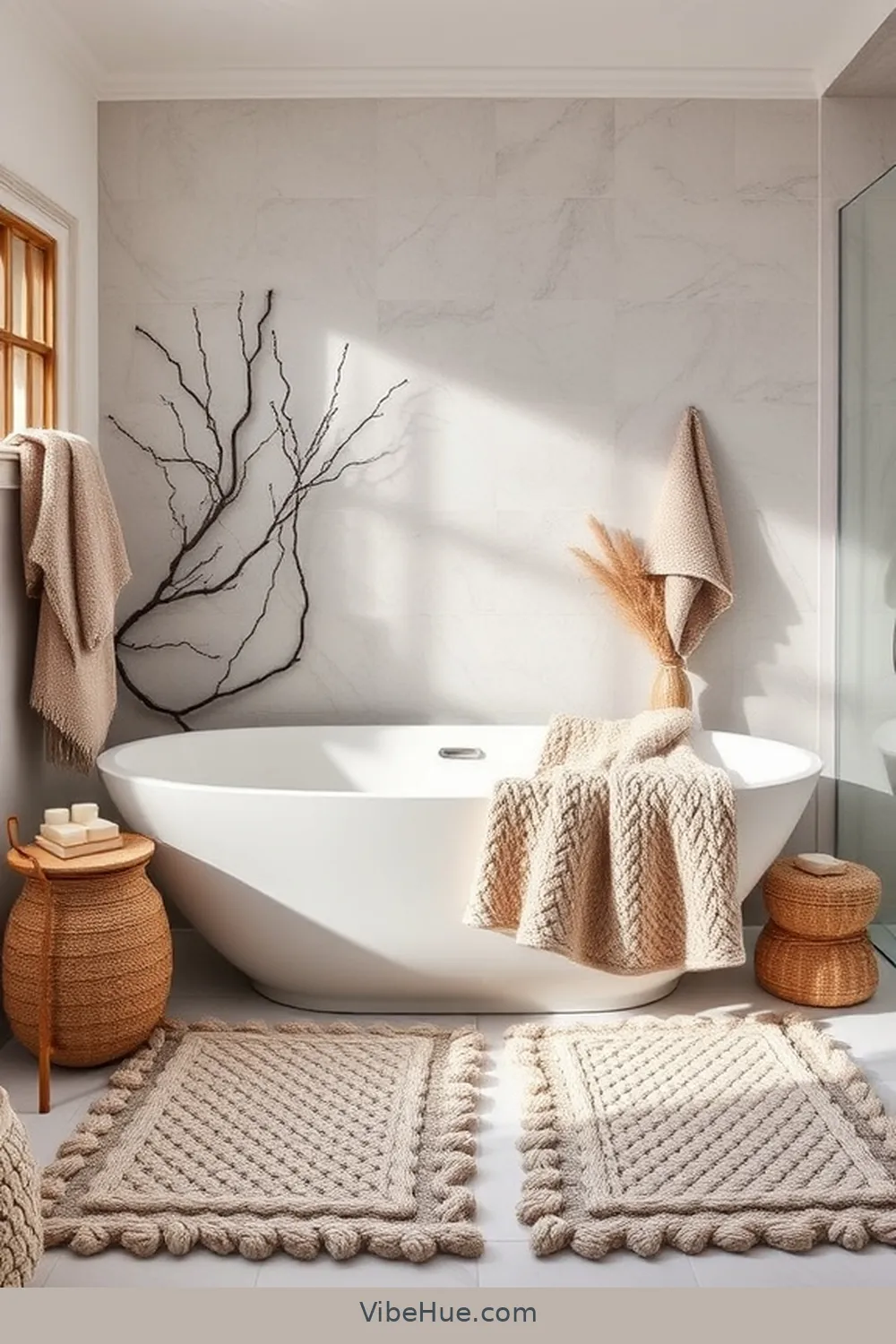 Incorporate Warm Textiles for 24 Minimalist Winter Bathroom Ideas for Cozy Style