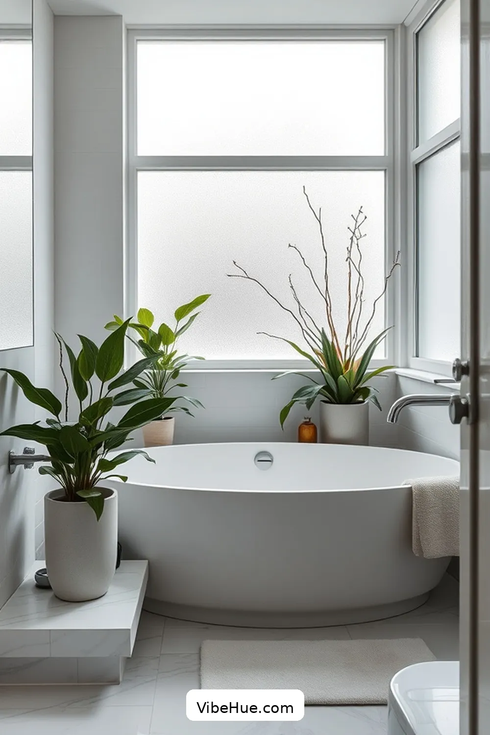 Introduce Greenery for 24 Minimalist Winter Bathroom Ideas for Cozy Style
