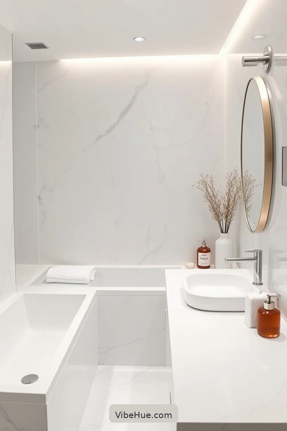Keep Surfaces Clutter-Free for 24 Minimalist Winter Bathroom Ideas for Cozy Style