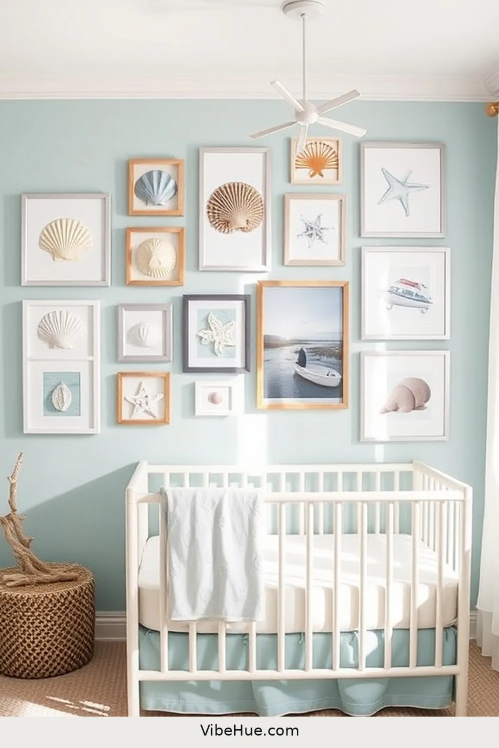 Create a Coastal Gallery Wall for 24 Must-Have Decor Tips for Summer Nursery Coastal Style