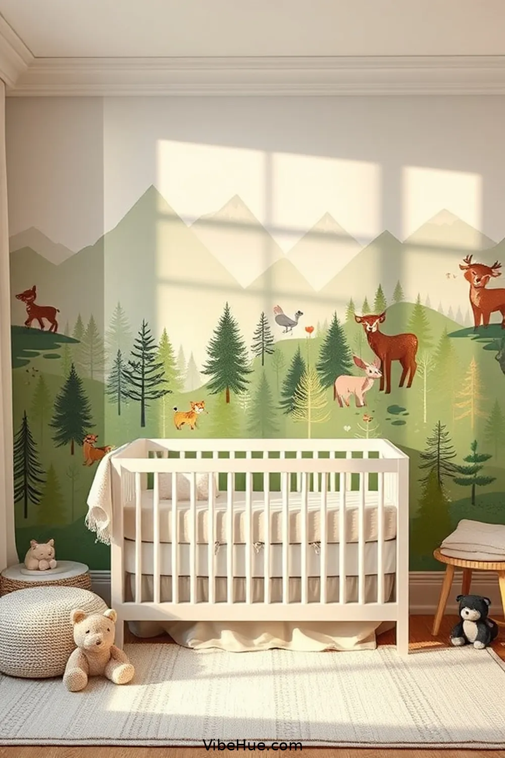 24 Summer Rustic Style Ideas for a Nursery 6 Create a Nature-Inspired Wall Mural for 24 Summer Rustic Style Ideas for a Nursery