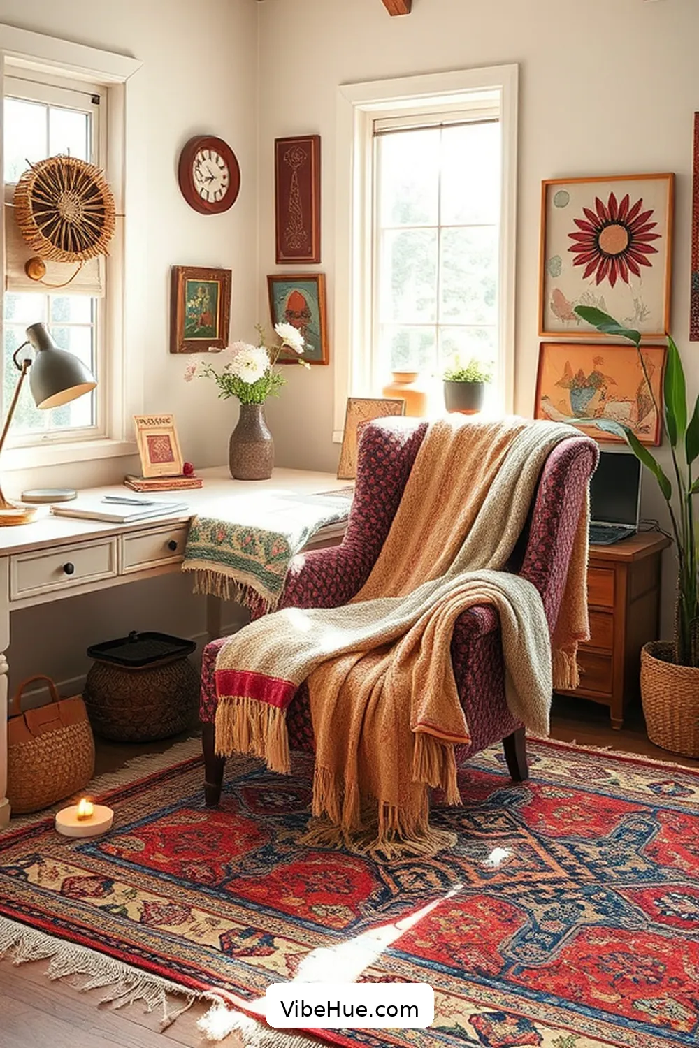 24 Tips for a Bohemian Style Holiday Home Office 4 Layer Textiles for Warmth for 24 Tips for a Bohemian Style Holiday Home Office