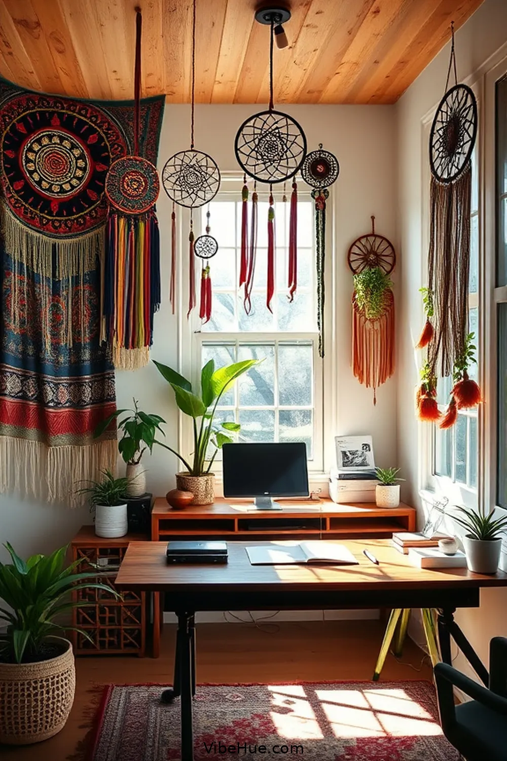 24 Tips for a Bohemian Style Holiday Home Office 10 Utilize Dreamcatchers and Tapestries for 24 Tips for a Bohemian Style Holiday Home Office