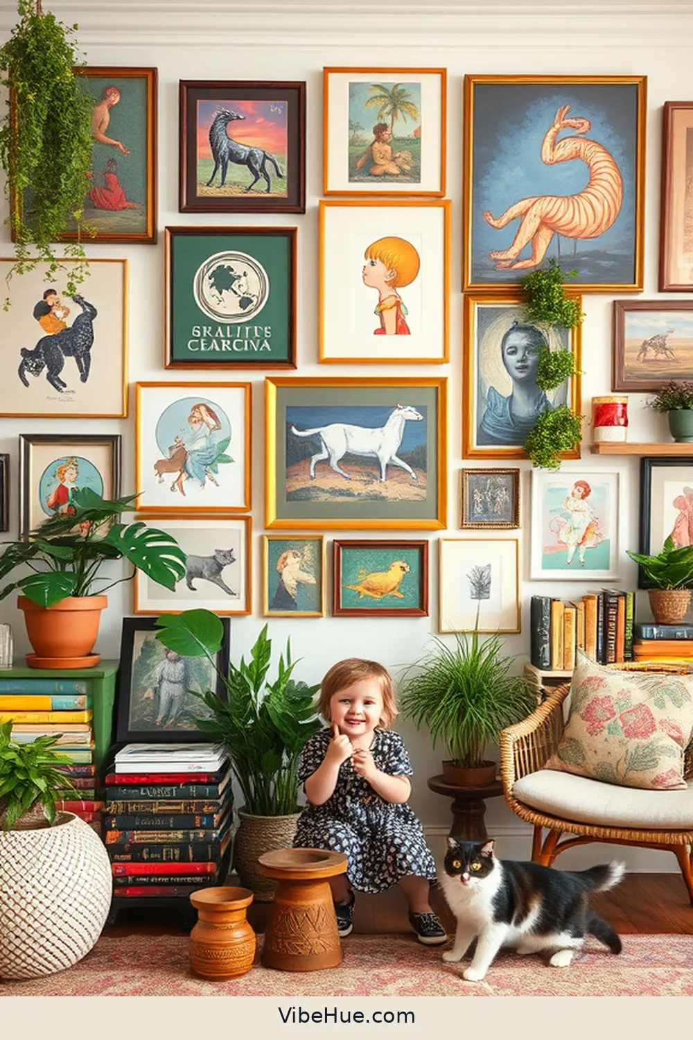Create a Gallery Wall for 24 Ways to Create a Bohemian Style Summer Library