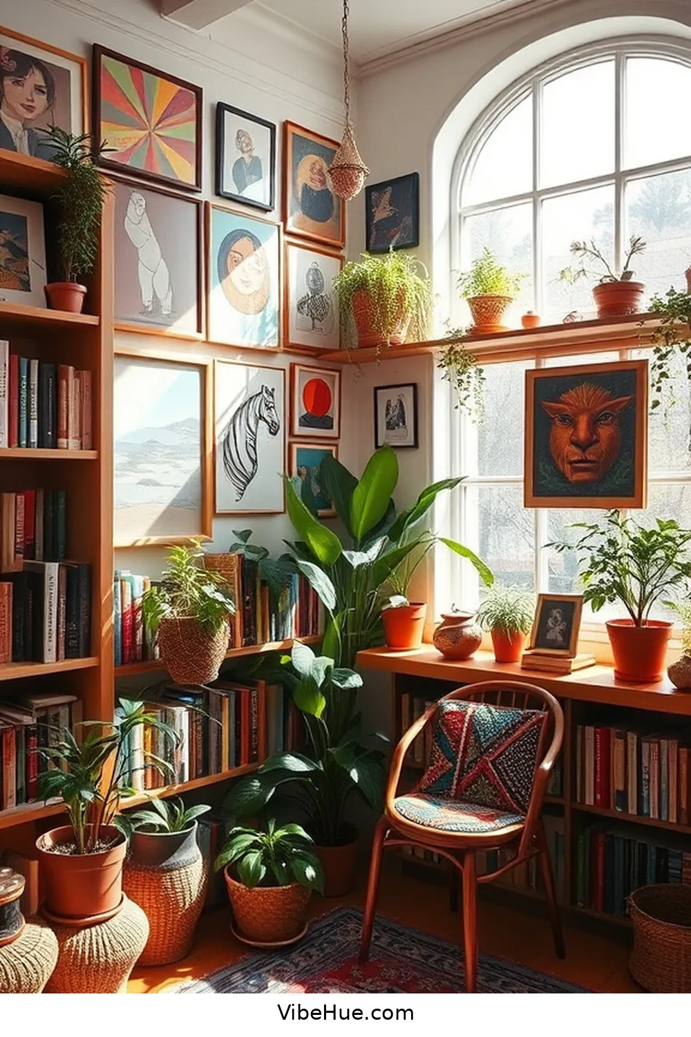 Display Unique Artwork for 24 Ways to Create a Bohemian Style Summer Library