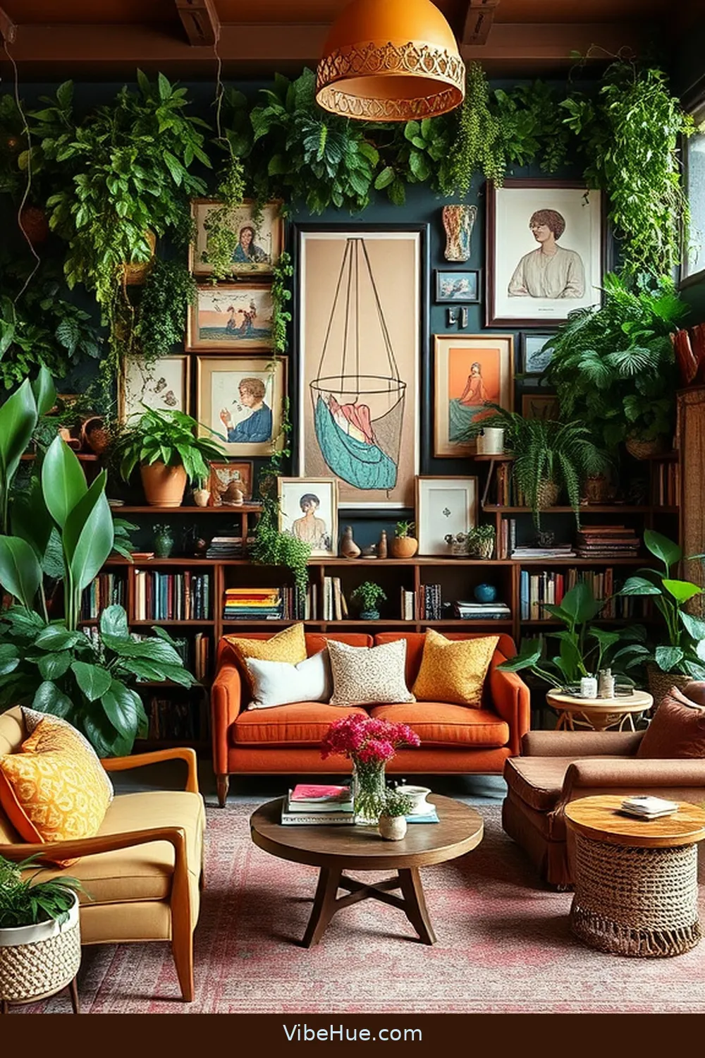 Feature a Statement Wall for 24 Ways to Create a Bohemian Style Summer Library