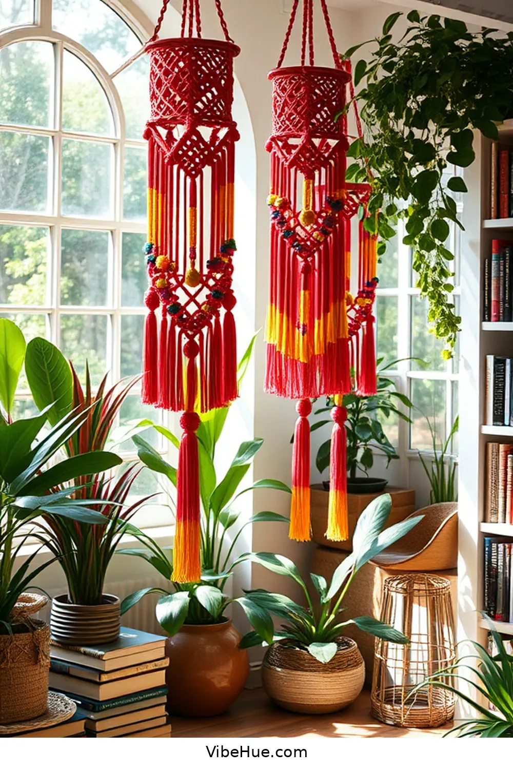 Hang Macramé Decorations for 24 Ways to Create a Bohemian Style Summer Library