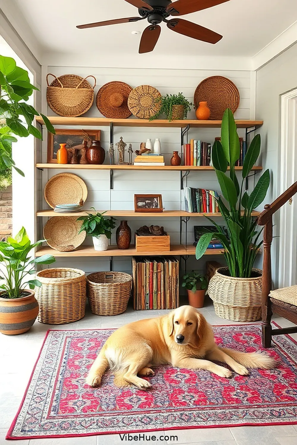 Incorporate Natural Materials for 24 Ways to Create a Bohemian Style Summer Library