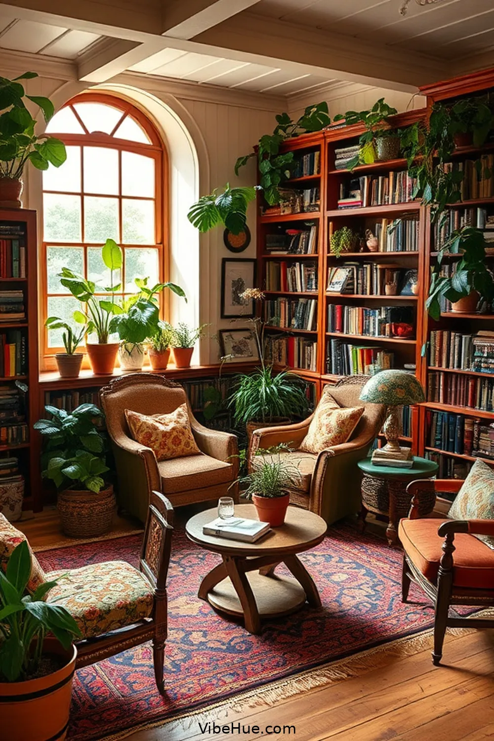 Incorporate Vintage Furniture for 24 Ways to Create a Bohemian Style Summer Library