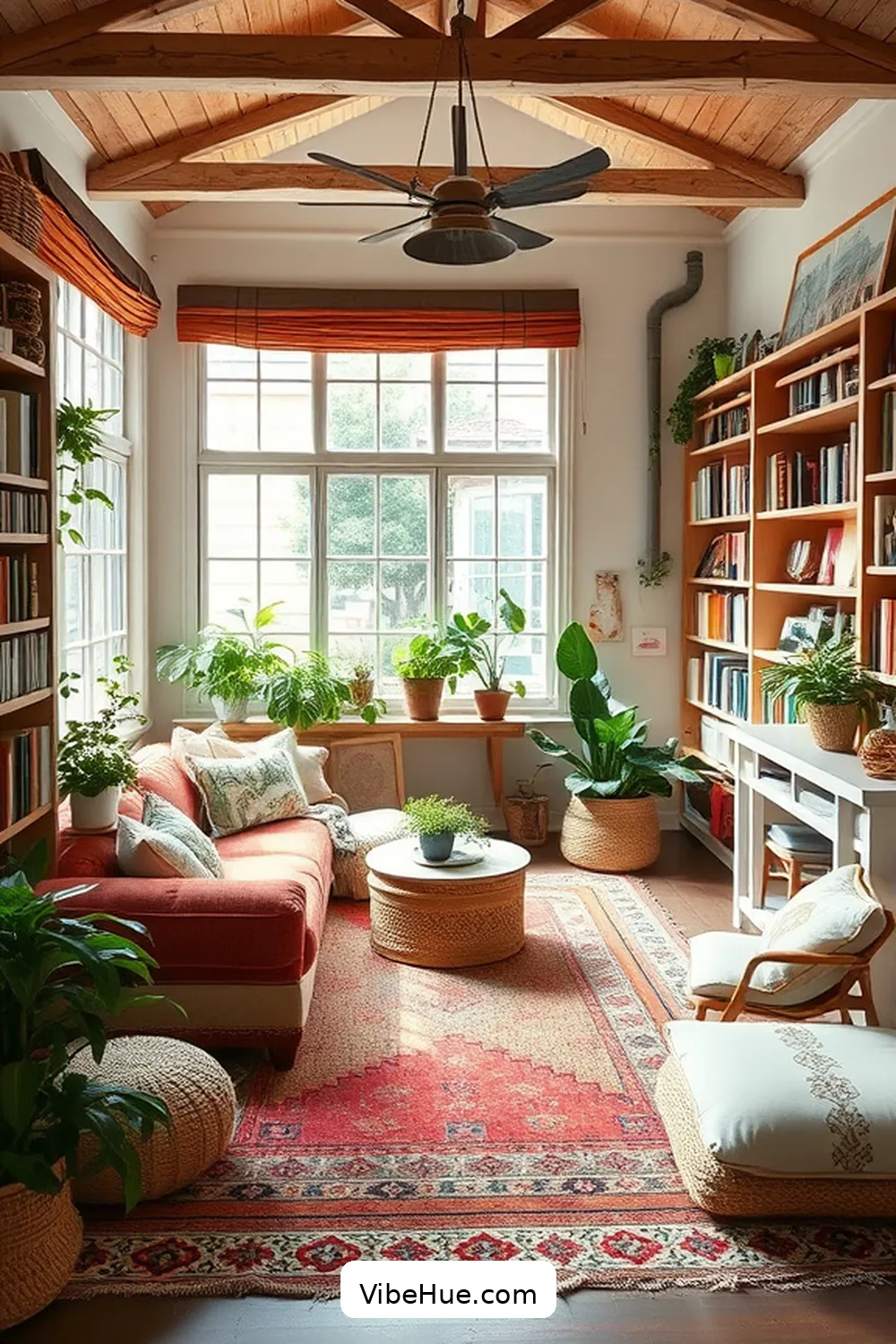 Layer Rugs for a Cozy Feel for 24 Ways to Create a Bohemian Style Summer Library