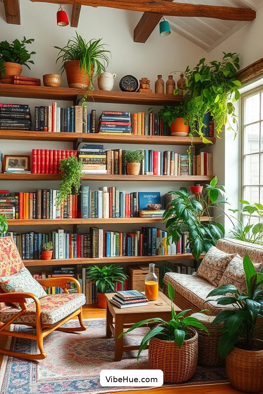Utilize Reclaimed Wood Elements for 24 Ways to Create a Bohemian Style Summer Library