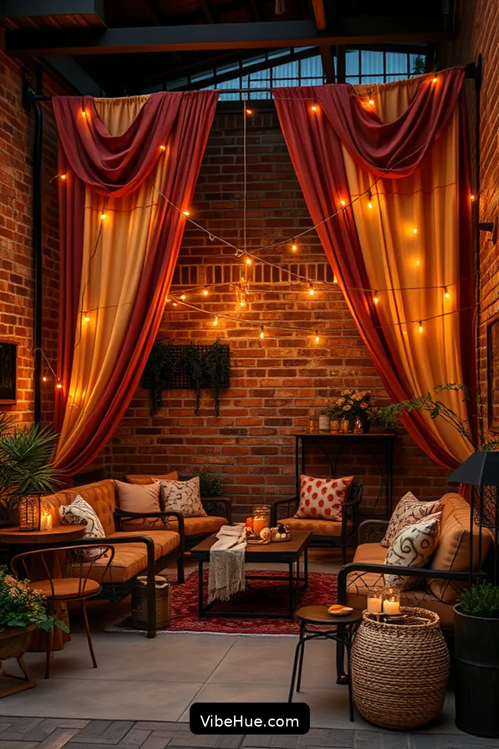 Drape Fabrics for Warmth for 24 Ways to Create an Industrial Style Holiday Outdoor Patio