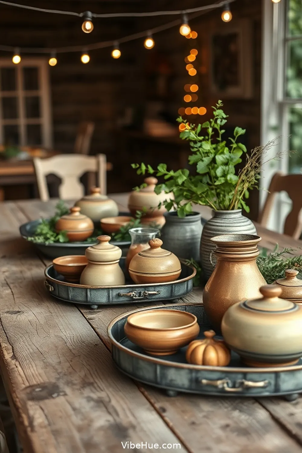 Implement Rustic Serveware for 24 Ways to Create an Industrial Style Holiday Outdoor Patio