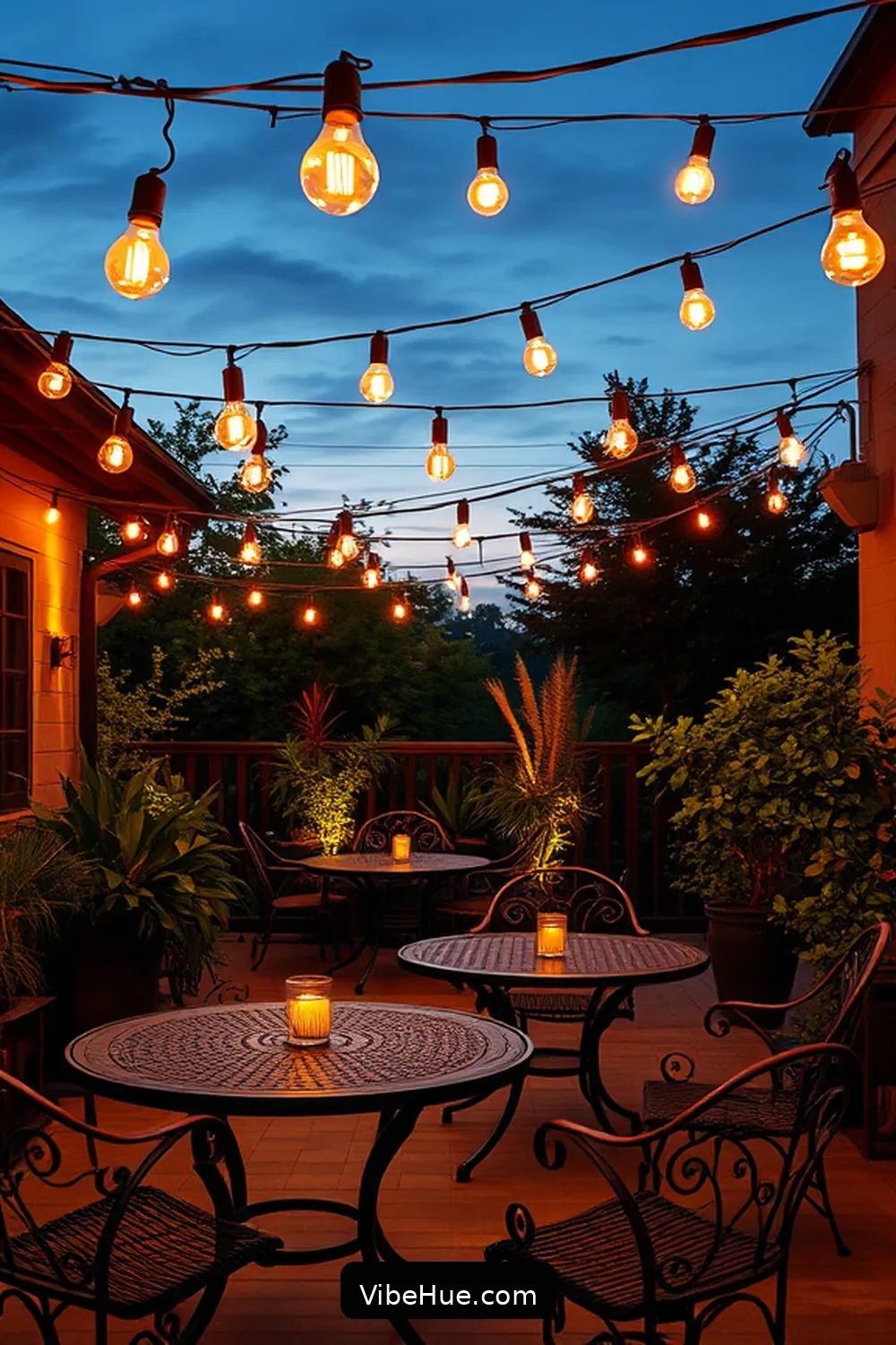 Introduce Edison Bulbs for 24 Ways to Create an Industrial Style Holiday Outdoor Patio