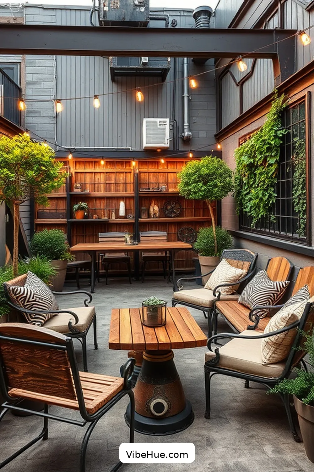 Mix Different Seating Styles for 24 Ways to Create an Industrial Style Holiday Outdoor Patio