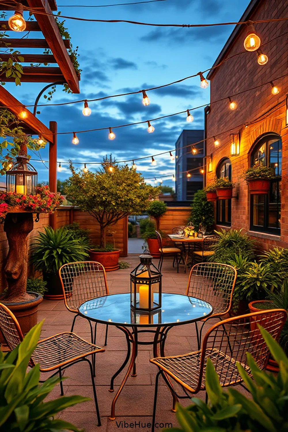 Use Wire and Metal Accents for 24 Ways to Create an Industrial Style Holiday Outdoor Patio