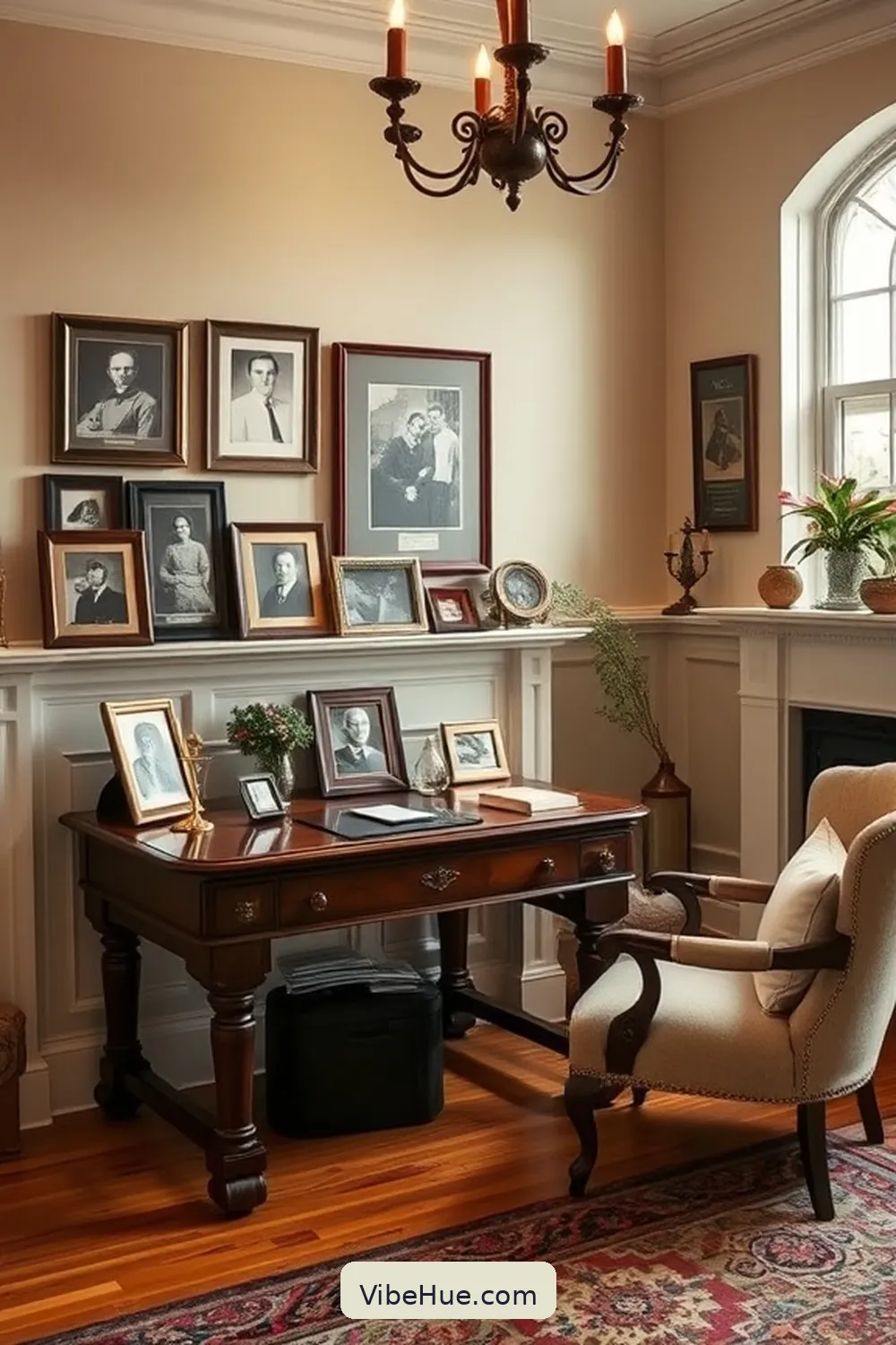 Add Personal Touches With Family Photos for 25 Cozy Ideas for a Winter Home Office in Traditional Style
