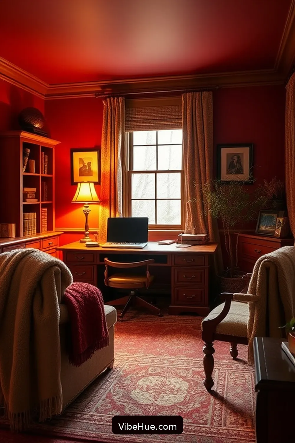 Choose a Warm Color Palette for 25 Cozy Ideas for a Winter Home Office in Traditional Style