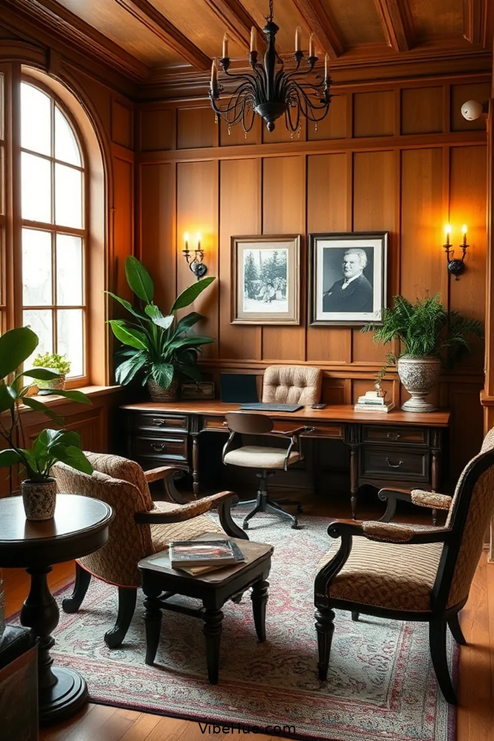 Consider a Classic Wood Paneling for 25 Cozy Ideas for a Winter Home Office in Traditional Style