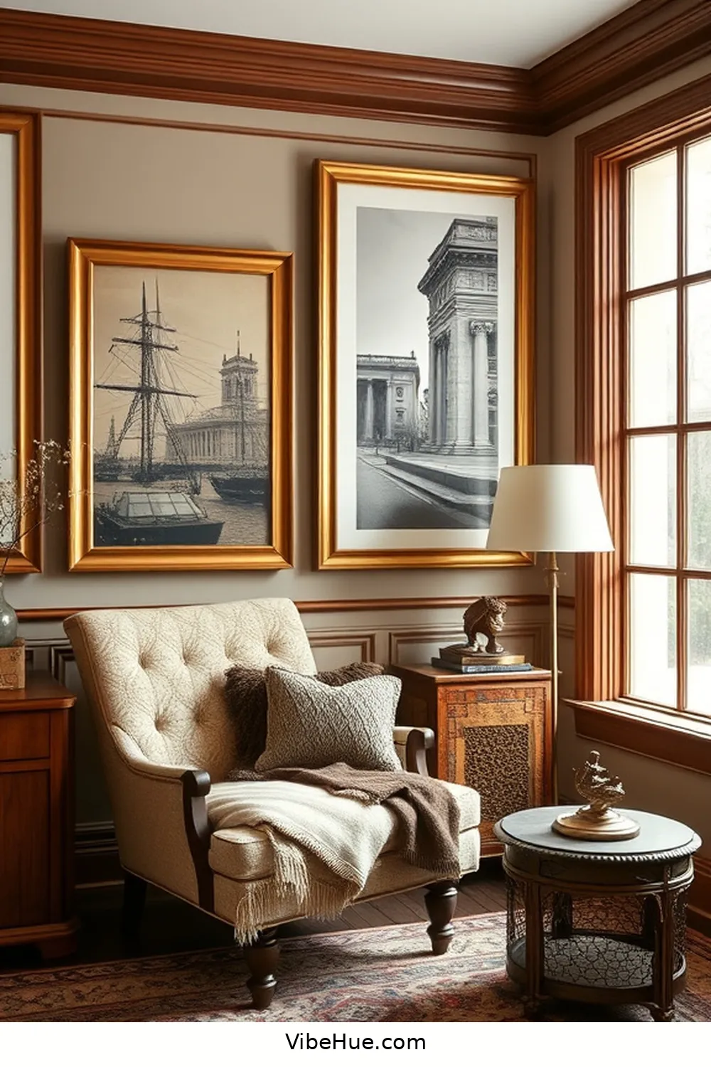 Hang Framed Artwork for 25 Cozy Ideas for a Winter Home Office in Traditional Style