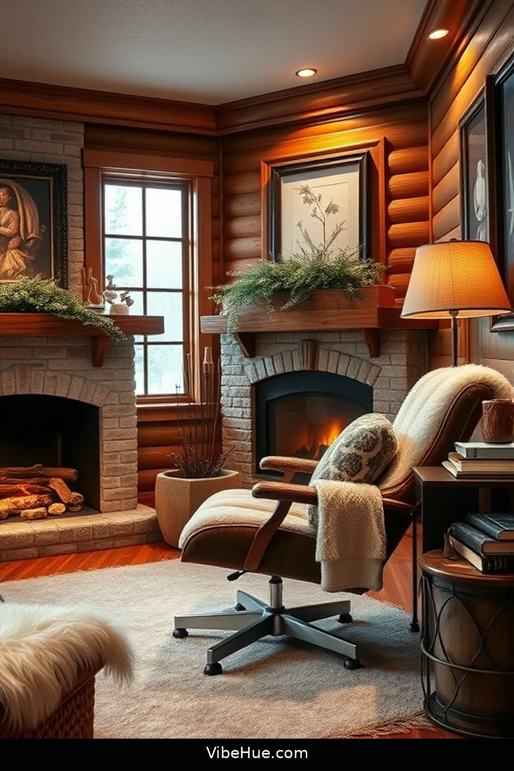 Include a Stylish Swivel Chair for 25 Cozy Ideas for a Winter Home Office in Traditional Style