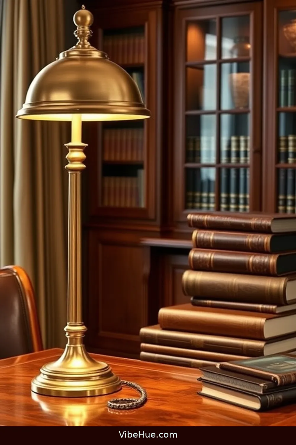 Incorporate a Classic Desk Lamp for 25 Cozy Ideas for a Winter Home Office in Traditional Style