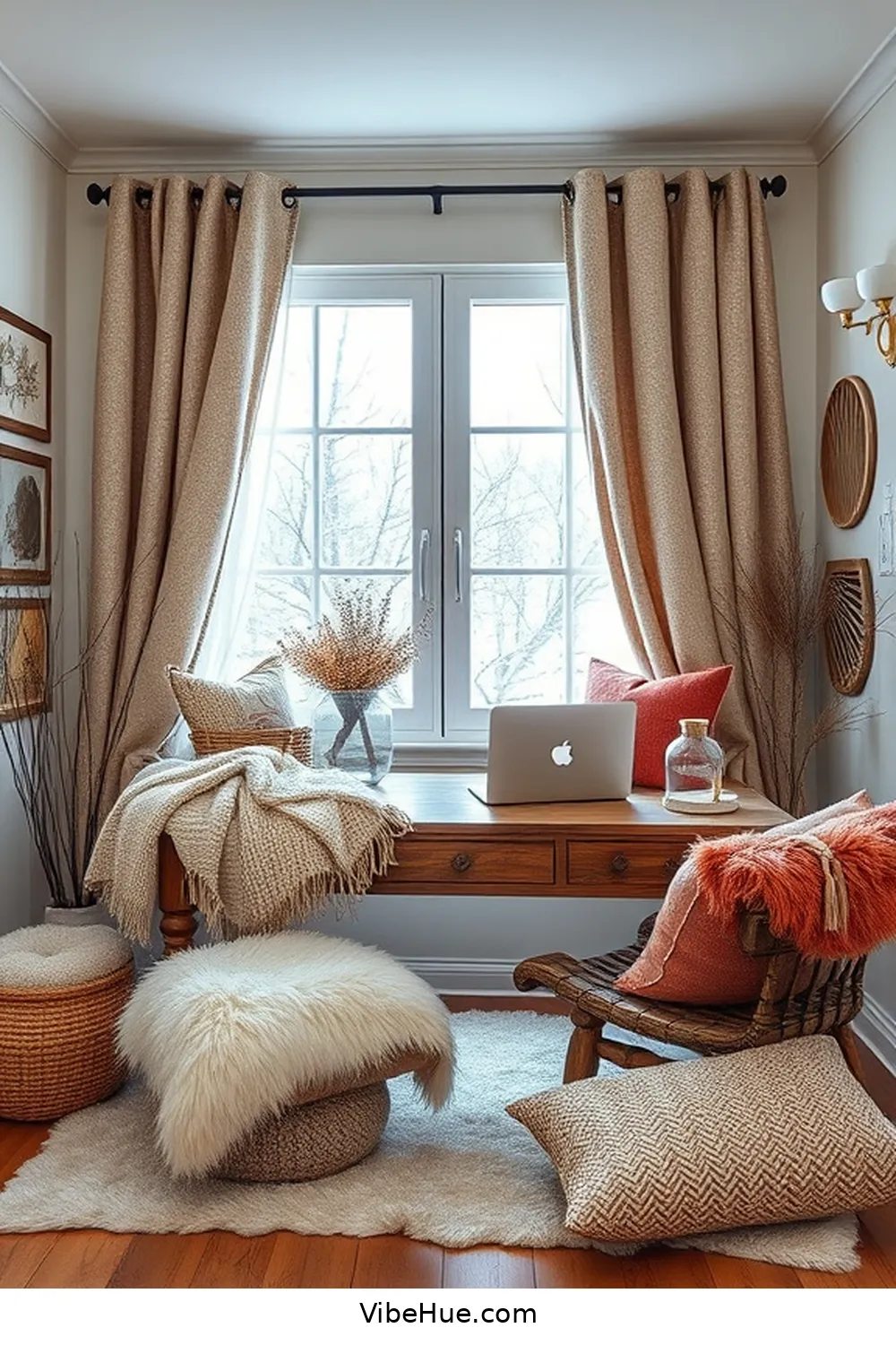Layer With Soft Textiles for 25 Cozy Ideas for a Winter Home Office in Traditional Style