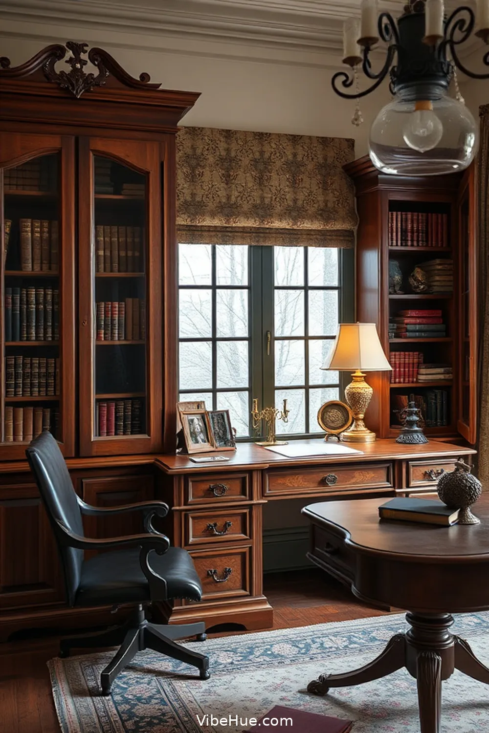 Opt for Vintage Storage Solutions for 25 Cozy Ideas for a Winter Home Office in Traditional Style