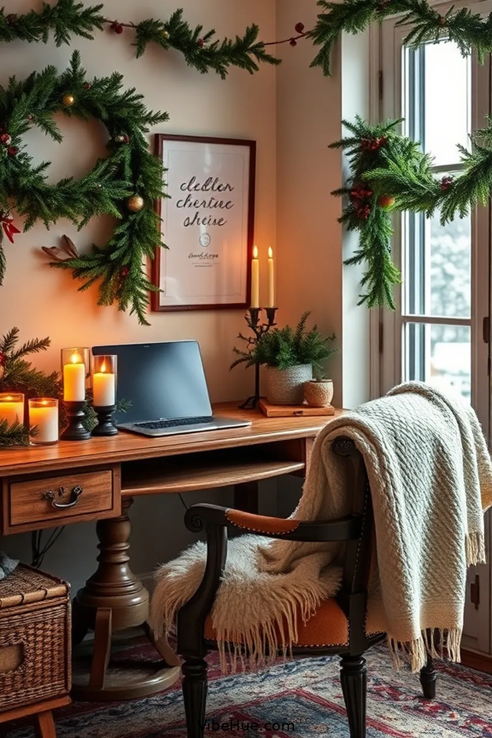 Set the Scene With Seasonal Décor for 25 Cozy Ideas for a Winter Home Office in Traditional Style