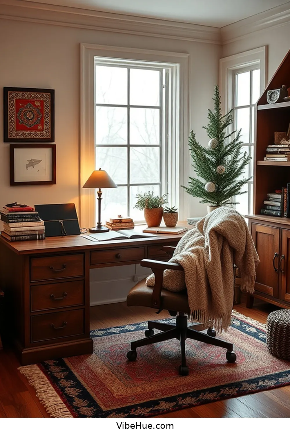 Use a Desk Mat for Added Texture for 25 Cozy Ideas for a Winter Home Office in Traditional Style
