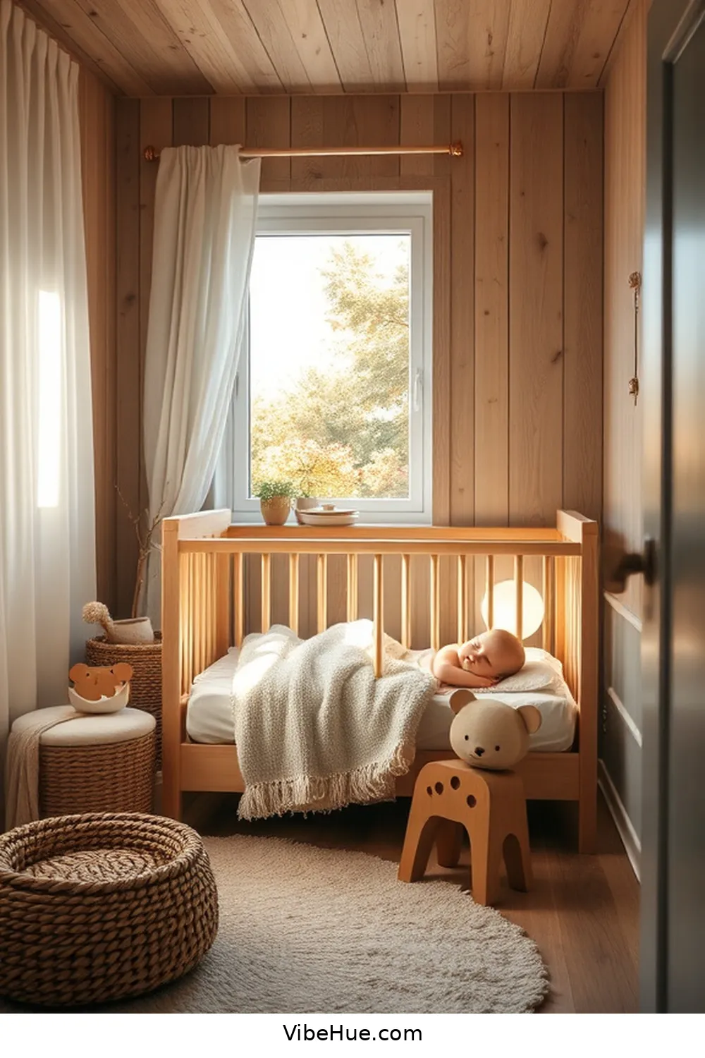 Natural Wood Accents for 25 Essential Elements for a Minimalist Fall Nursery Style