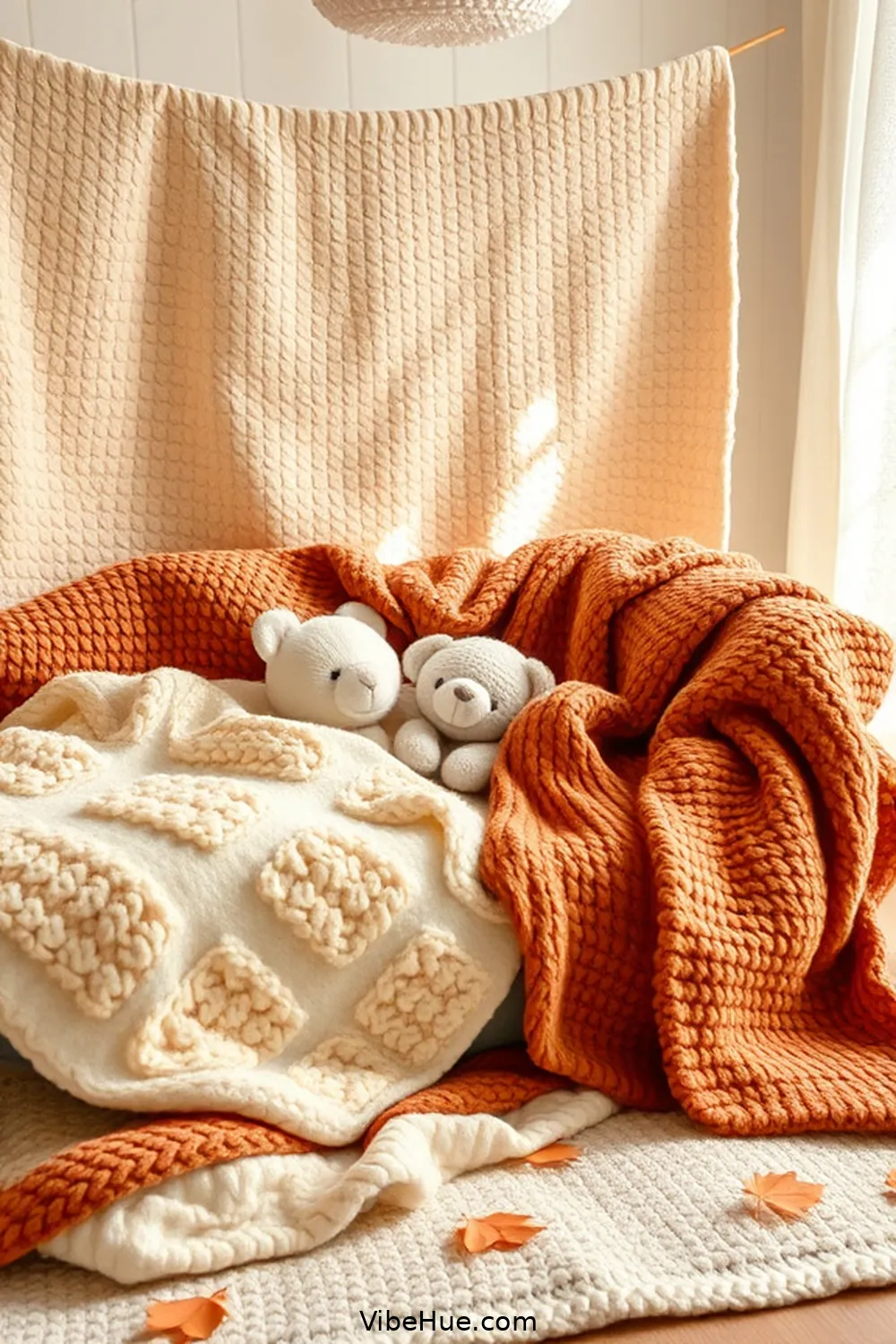 Textured Blankets for 25 Essential Elements for a Minimalist Fall Nursery Style