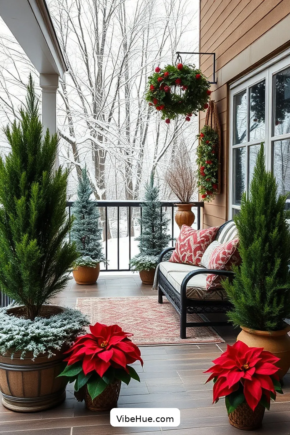 25 Essential Tips for a Cozy Winter Outdoor Patio in Traditional Style 15 Add Potted Seasonal Plants for 25 Essential Tips for a Cozy Winter Outdoor Patio in Traditional Style