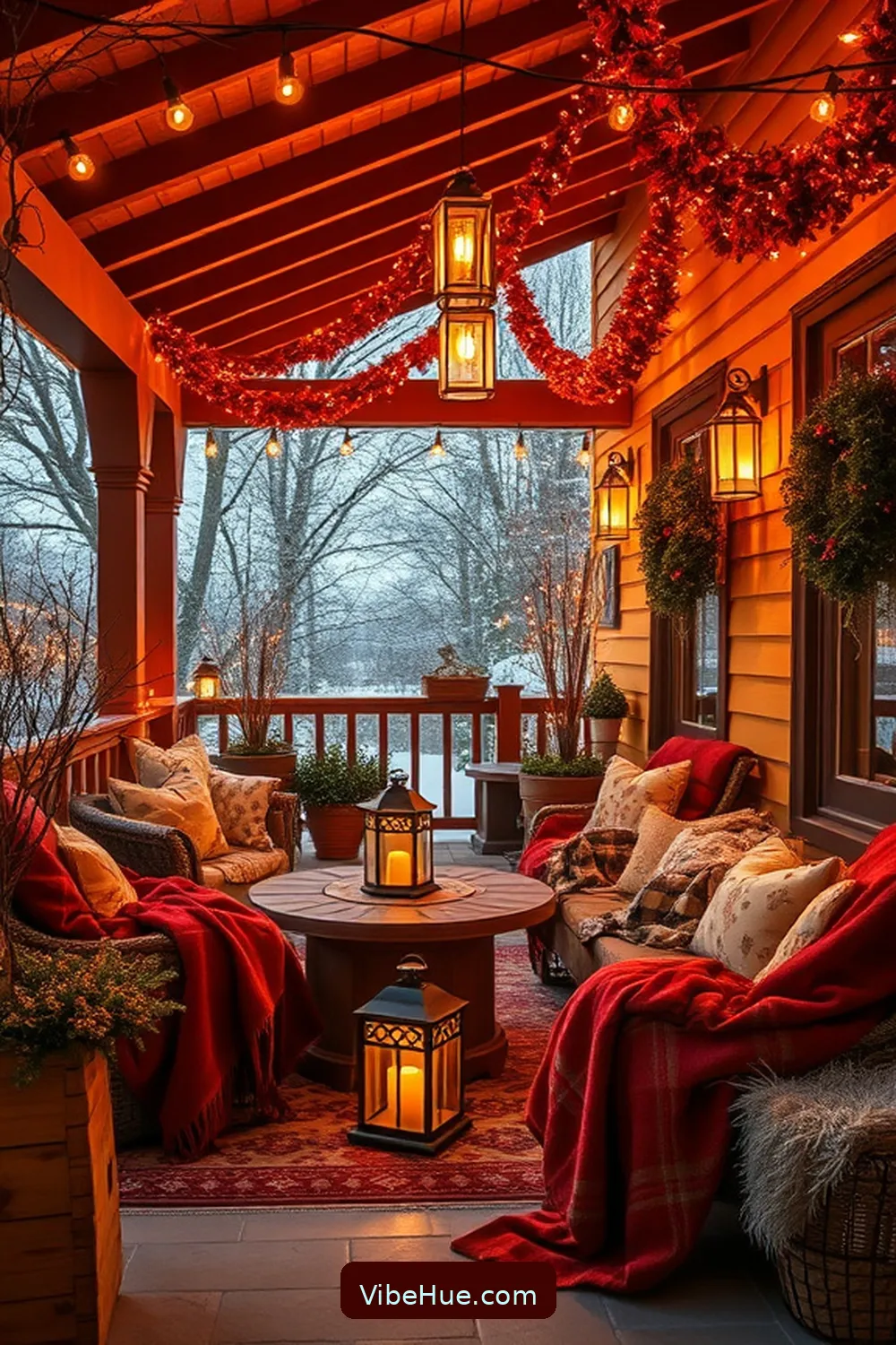 25 Essential Tips for a Cozy Winter Outdoor Patio in Traditional Style 2 Choose a Warm Color Palette for 25 Essential Tips for a Cozy Winter Outdoor Patio in Traditional Style