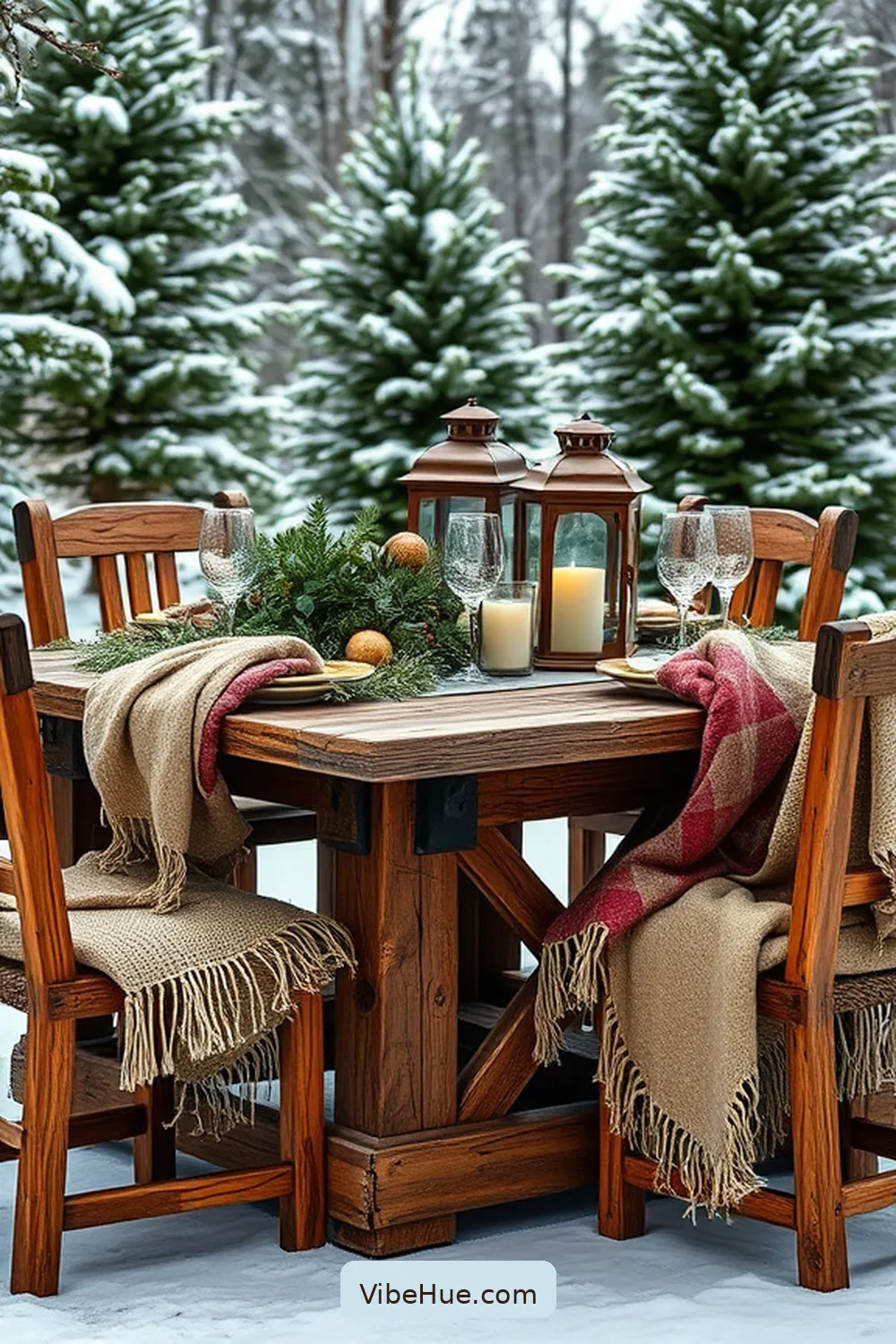 25 Essential Tips for a Cozy Winter Outdoor Patio in Traditional Style 22 Create a Rustic Dining Set Up for 25 Essential Tips for a Cozy Winter Outdoor Patio in Traditional Style