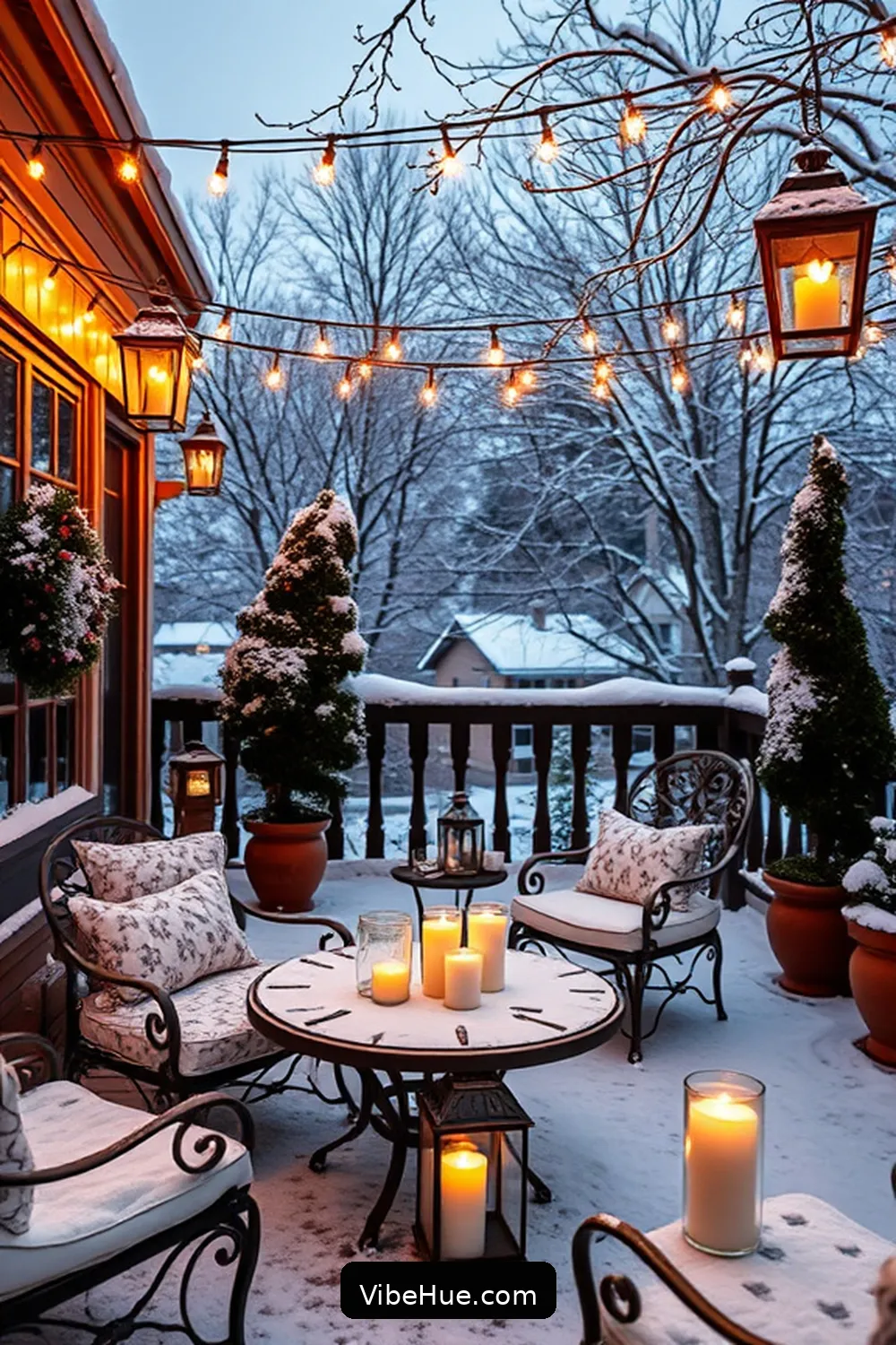 25 Essential Tips for a Cozy Winter Outdoor Patio in Traditional Style 7 Include Festive Outdoor Lighting for 25 Essential Tips for a Cozy Winter Outdoor Patio in Traditional Style