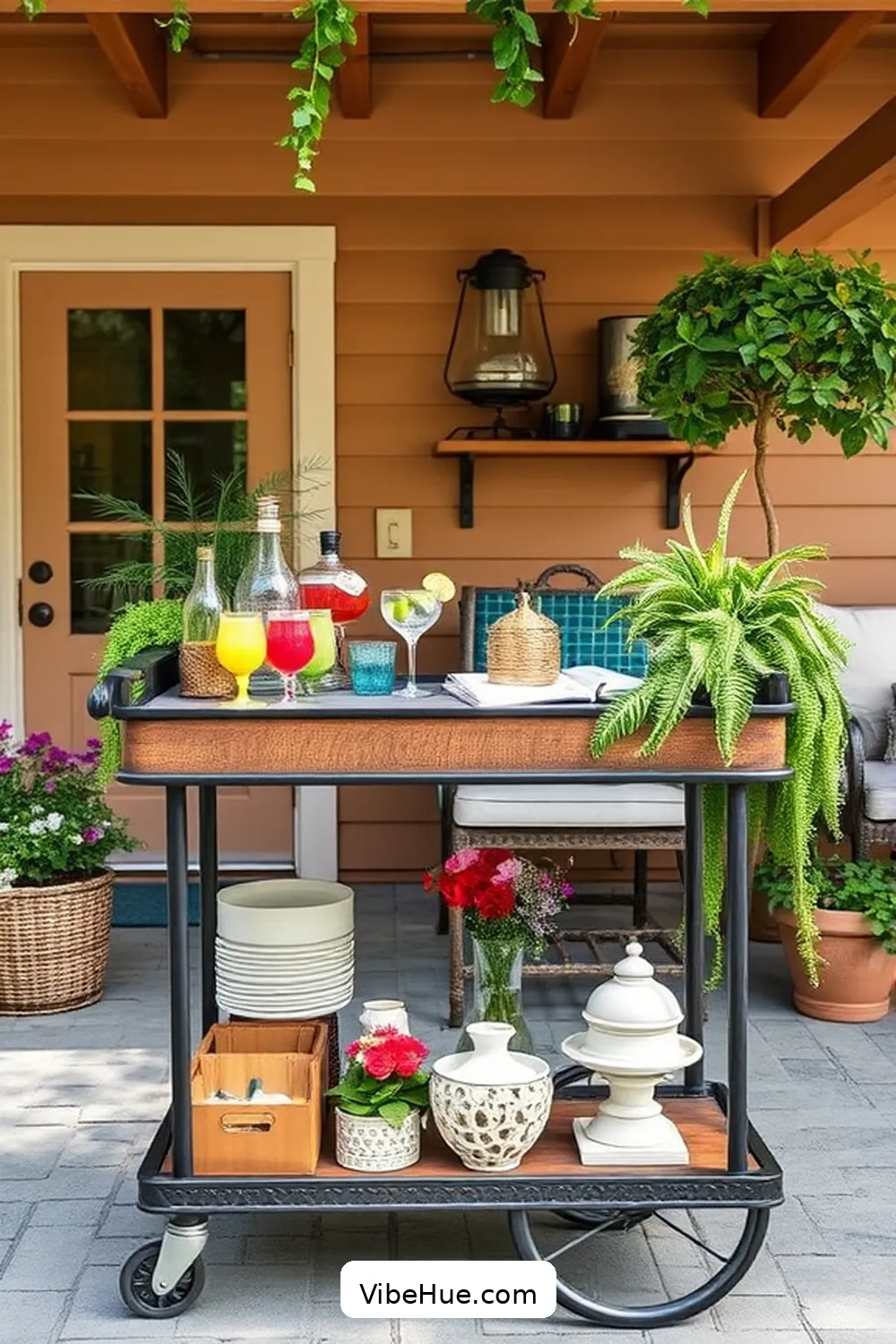 25 Essentials for a Year-Round Outdoor Modern Farmhouse Patio Style 17 Charming Outdoor Bar Cart for 25 Essentials for a Year-Round Outdoor Modern Farmhouse Patio Style