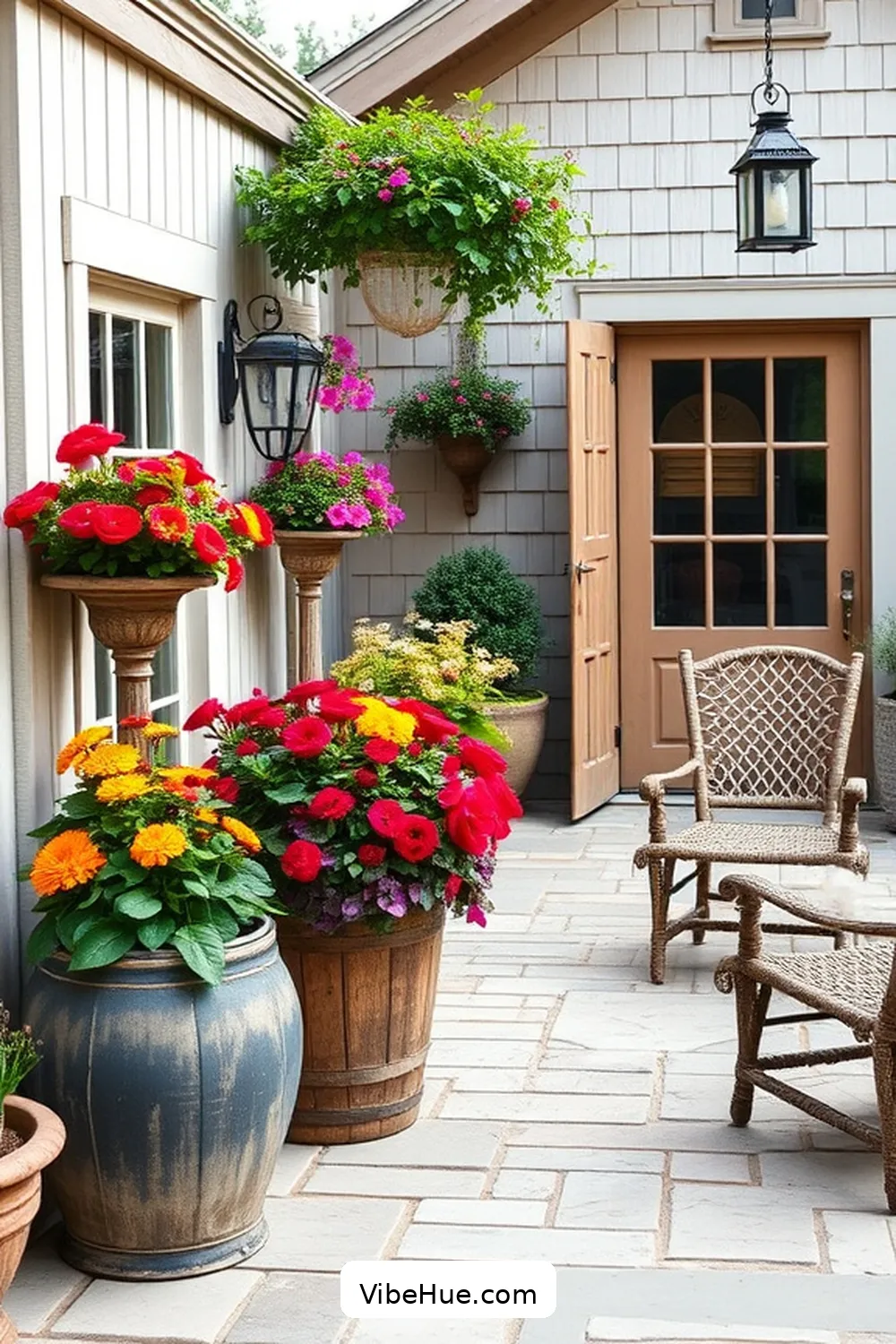 25 Essentials for a Year-Round Outdoor Modern Farmhouse Patio Style 10 Planters With Seasonal Flowers for 25 Essentials for a Year-Round Outdoor Modern Farmhouse Patio Style