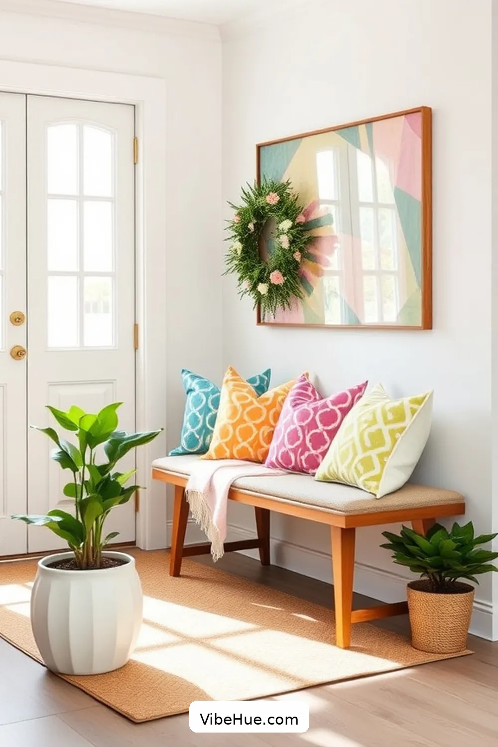 Colorful Accent Pillows for 25 Must-Have Elements for a Contemporary Spring Entryway Style